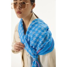 Fenza Scarf Yoko Kazayağı Desen Bebe Mavi Pamuklu Şal