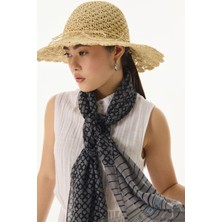 Fenza Scarf Aida Geometrik Desen Saks Mavi Pamuklu Şal