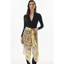 Fenza Scarf Lotus Fiyonk Desen Şeker Pembe Pamuklu Şal