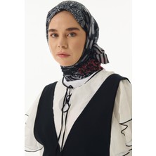 Fenza Scarf Adalie Geometrik Çiçek Desen Petrol Pamuklu Şal