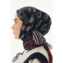 Fenza Scarf Adalie Geometrik Çiçek Desen Petrol Pamuklu Şal