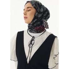 Fenza Scarf Adalie Geometrik Çiçek Desen Petrol Pamuklu Şal