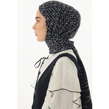 Fenza Scarf Aida Geometrik Desen Saks Mavi Pamuklu Şal