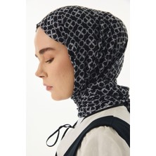 Fenza Scarf Aida Geometrik Desen Saks Mavi Pamuklu Şal