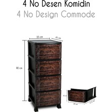 Homie 4 Katlı Çekmeceli Baskılı Desenli Kapaklı Plastik Komidin - Sebzelik - Çekmece