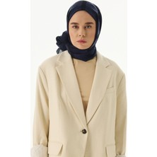 Fenza Scarf Valery Dama Desen Bej Yün Ipek Şal