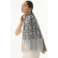 Fenza Scarf Hope Çapa Desen Gri Pamuklu Şal