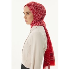 Fenza Scarf Aida Geometrik Desen Saks Mavi Pamuklu Şal