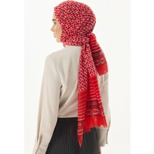 Fenza Scarf Aida Geometrik Desen Saks Mavi Pamuklu Şal