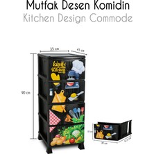 Homie 4 Katlı Çekmeceli Baskılı Desenli Kapaklı Plastik Komidin - Sebzelik - Çekmece