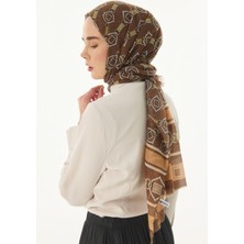 Fenza Scarf Gloria Küp Desen Kahverengi Pamuklu Şal