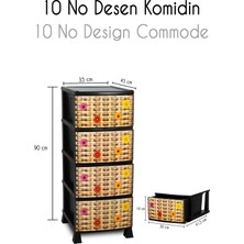 Homie 4 Katlı Çekmeceli Baskılı Desenli Kapaklı Plastik Komidin - Sebzelik - Çekmece