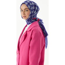 Fenza Scarf Misty Çizgi Desen Saks Mavi Pamuklu Şal