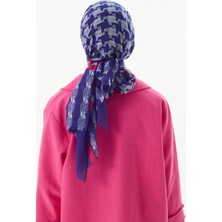 Fenza Scarf Misty Çizgi Desen Saks Mavi Pamuklu Şal
