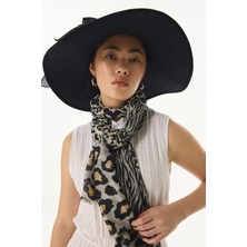 Fenza Scarf Gale Leopar Zebra Desen Bej Pamuklu Şal