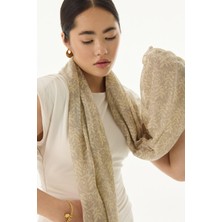 Fenza Scarf Emily Burçak Desen Kahverengi Pamuklu Şal
