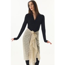Fenza Scarf Emily Burçak Desen Kahverengi Pamuklu Şal