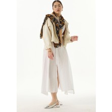 Fenza Scarf Grace Çiçek Desen Kahverengi Pamuklu Şal