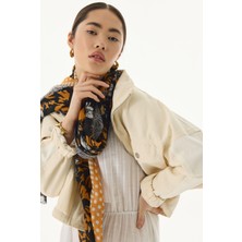Fenza Scarf Grace Çiçek Desen Kahverengi Pamuklu Şal