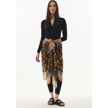 Fenza Scarf Grace Çiçek Desen Kahverengi Pamuklu Şal