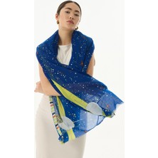 Fenza Scarf Tasha Gezegen Desen Yeşil Pamuklu Şal