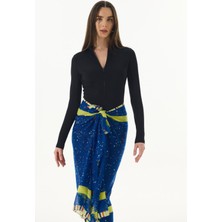 Fenza Scarf Tasha Gezegen Desen Yeşil Pamuklu Şal