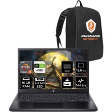 Acer Nitro V 15 Amd Ryzen 5 7535HS 16GB 512GB SSD RTX4060/8GB 15.6" Fhd 144Hz Fdos Taşınabilir Bilgisayar & Per4 Çanta NHQSFEY004P307