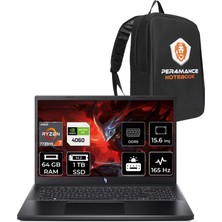 Acer Nitro V 15 Amd Ryzen 7 7735HS 64GB 1tb SSD RTX4060/8GB 15.6" Fhd 165Hz Fdos Taşınabilir Bilgisayar & Per4 Çanta NHQSFEY003P333