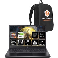 Acer Nitro V 15 Amd Ryzen 5 7535HS 32GB 256GB SSD RTX4060/8GB 15.6" Fhd 144Hz W11P Taşınabilir Bilgisayar & Per4 Çanta NHQSFEY004P396