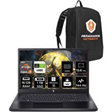 Acer Nitro V 15 Amd Ryzen 5 7535HS 16GB 1tb SSD RTX4060/8GB 15.6" Fhd 144Hz W11H Taşınabilir Bilgisayar & Per4 Çanta NHQSFEY004P348