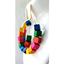 N House Ahşap Renkli Küpe / 6cm