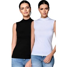 Uniquetrenders Kadın Sıfır Kollu Boğazlı Pamuklu Atlet 2'li Set