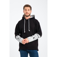 R-5845 Kapüşon ve Kol Garnili 3 Iplik Sweat