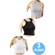 Uniquetrenders Kadın Geniş Askılı Kaşkorse Crop 3'lü Set