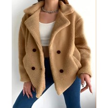 Astarlı Düğmeli Peluş Mont