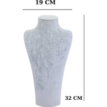 Özer Kutu Beren Kolye & Gerdanlık Sergileme Mankeni Gri Süet 32 cm 2.boy