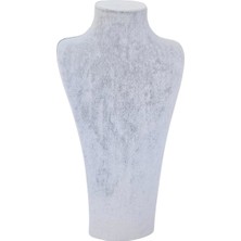Özer Kutu Beren Kolye & Gerdanlık Sergileme Mankeni Gri Süet 32 cm 2.boy