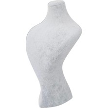 Özer Kutu Inci Kolye & Gerdanlık Sergileme Mankeni Gri Süet 30 cm 2.boy