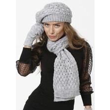 Wearflawless Kadın Kışlık Ressam 3'lü Set Atkı, Bere ve Eldiven Takımı