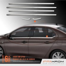 Emtek Peugeot 301 Krom Cam Çıtası 6 Parça 2012 ve Üzeri Paslanmaz Çelik