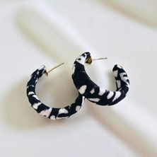 Petek Aksesuar Zebra Kumaş Tasarım Halka  Küpe