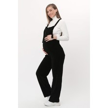 Luvmabelly MYRA6111 - Siyah Kadife Hamile Salopet