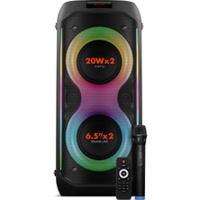 Powerway  Duo Xl Taşınabilir Mikrofonlu 20X2 W Karaoke Ses Kayıt Bluetooth Hoparlör LED Işıklı