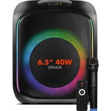 Powerway  Mıo Taşınabilir Mikrofonlu 40 W Parti Karaoke Kumandalı Bluetooth Hoparlör LED Işıklı