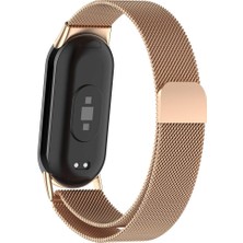 Mobicas Xiaomi Smart 8 Uyumlu Hasır Metal Kordon-01 Rose Gold