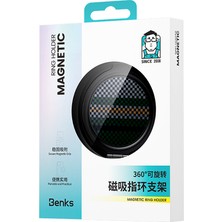 Benks Magnetik Özellikli 360 Derece Dönebilen Aurora Green Kevlar Tasarımlı Parmak Ring Stand Siyah