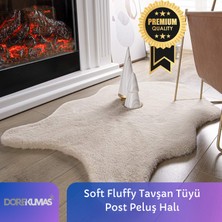 Dore Kumaş Soft Fluffy Tavşan Tüyü Peluş Post Halı  Premium Kalite Süet Taban