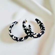 Petek Aksesuar Zebra Kumaş Tasarım Halka  Küpe