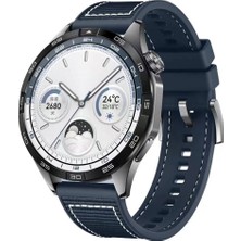 Mobicas Huawei Watch Gt 5 (46MM) Için (22MM) Spor Örgü Desenli Dikişli Silikon KORDON-102 Mavi