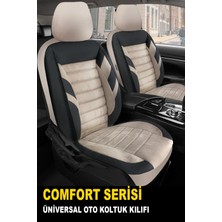 Jet Garaj Alfa Romeo Mıto 2009-2018UYUMLU Oto Koltuk Kılıfı Confort Serisi - Siyah-Bej